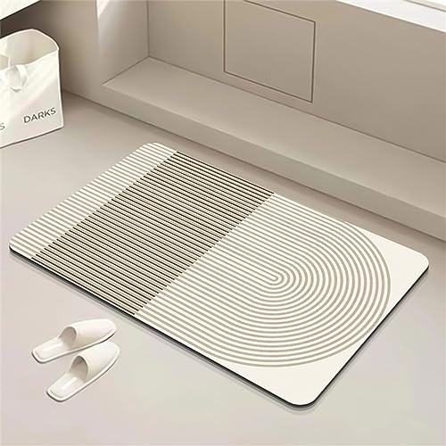 Absorbierender Badematte Badezimmerteppich Badteppich Badvorleger, Waschbarer Rutschfeste FußMatten, Super Absorbierende Schnelltrocknende Badematte füR Badewanne, Duschraum, KüChe 45x70cm, Beige von Heeboode