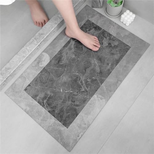 Absorbierender Badematte Badezimmerteppich Badteppich Badvorleger, Waschbarer Rutschfeste FußMatten, Super Absorbierende Schnelltrocknende Badematte füR Badewanne, Duschraum, KüChe 60x100cm, Quadrat von Heeboode