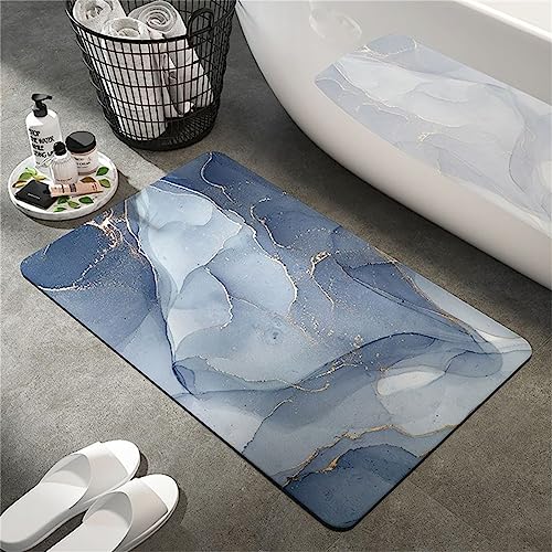 Absorbierender Badematte Badezimmerteppich Badteppich Badvorleger, Waschbarer Rutschfeste FußMatten, Super Absorbierende Schnelltrocknende Badematte füR Badewanne, Duschraum, KüChe 70x120cm, Blue von Heeboode