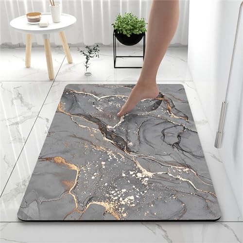 Badematte Rutschfest 40x60cm, Super Absorbierende Badezimmerteppich, Badteppich Schnelltrocknende Badvorleger Bath Mat Waschbar Duschvorleger Bodenmatte für Dusche, Badewannen, Home Badezimmer, Marble von Heeboode