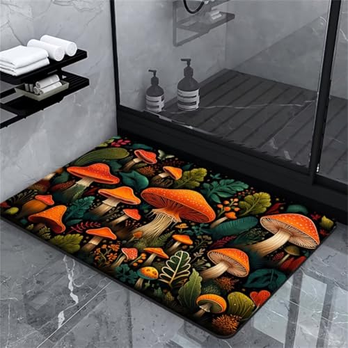 Badematte Rutschfest 50x80cm, Super Absorbierende Badezimmerteppich Klein, Schnelltrocknende Badteppich Badvorleger Duschvorleger Rutschfest Waschbar Teppiche für Dusche, Badewannen, Badezimmer Orange Badematte Rutschfest 50x80cm, Super Absorbierende Badezimmerteppich Klein, Schnelltrocknende Badteppich Badvorleger Duschvorleger Rutschfest Waschbar Teppiche für Dusche, Badewannen, Badezimmer Orange von Heeboode