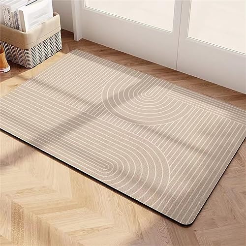 Badematte Rutschfester Badezimmerteppich Groß, Super Absorbierende Bodenmatte, Schnell Trocknend Badematten, Badteppich Rutschfest Badematte SaugfäHige Badvorleger Badezimmermatte Beige, 100x160cm von Heeboode