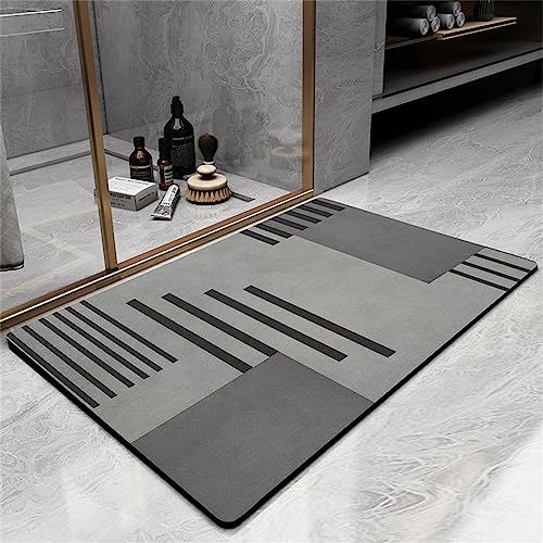 Badematte Rutschfester Badezimmerteppich Groß, Super Absorbierende Bodenmatte, Schnell Trocknend Badematten, Badteppich Rutschfest Badematte SaugfäHige Badvorleger Badezimmermatte Grey, 80x150cm von Heeboode