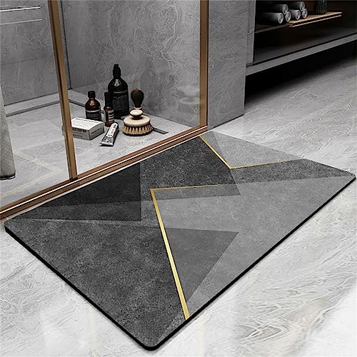 Badematte Rutschfester Badezimmerteppich kleiner, Super Absorbierende Bodenmatte, Schnell Trocknend Badematten, Badteppich Rutschfest Badematte Badvorleger Badezimmermatte Dunkelgrau, 60x100cm von Heeboode