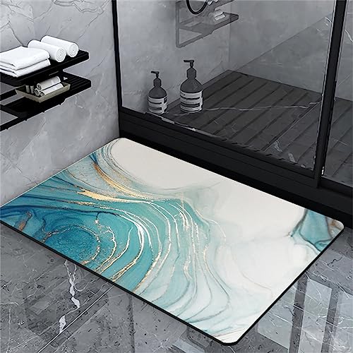 Badezimmerteppich, Badematte, FußMatte, Badteppich 40x60cm, Badvorleger, Badematte Badteppich Badvorleger Rutschfest Waschbar, Teppich Badezimmer Teppiche, Bathroom Mat, Bath Mat, Badematten, Blau von Heeboode