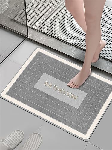 Badezimmerteppich, Badematte, FußMatte, Badteppich 40x60cm, Badvorleger, Badematte Badteppich Badvorleger Rutschfest Waschbar, Teppich Badezimmer Teppiche, Bathroom Mat, Bath Mat, Badematten, Grey von Heeboode