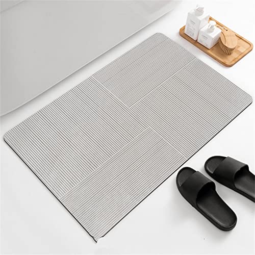 Badezimmerteppich, Badematte rutschfest, 40x60cm Bad Teppich LäUfer, Duschmatte, Badteppich Badvorleger rutschfest Waschbar, Antirutschmatte Dusche, Teppich Badezimmer, Bathroom Bath Mat, Hellgrau von Heeboode