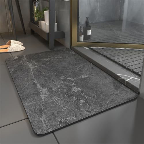 Badezimmerteppich Absorbierender Badteppich, Badematte Stein Badematten Badvorleger Rutschfest Waschbar, Badezimmer Teppiche 60x90cm Kleiner Teppich, SaugfäHiger Schnelltrocknende DüNner Deko, Stein von Heeboode