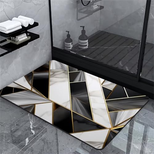 Badezimmerteppich Badteppich Groß 70x120cm Absorbierender Schnelltrocknend Badvorleger Badematten SaugfäHig Waschbar Badematte Stone Bath Bathroom Mat, Teppich Badezimmer Matte Bad Teppich Gross A104 von Heeboode