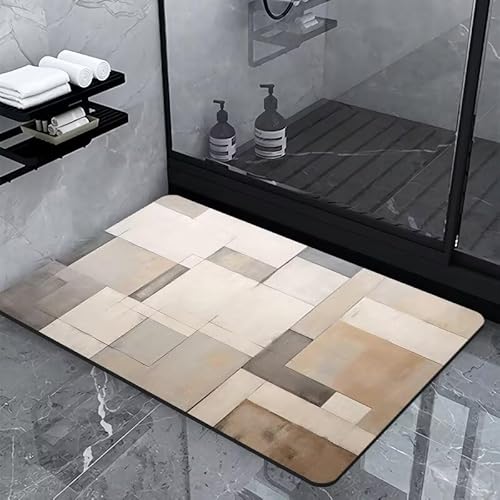 Badezimmerteppich Badteppich Groß 80x150cm Absorbierender Schnelltrocknend Badvorleger Badematten SaugfäHig Waschbar Badematte Kunst Bath Bathroom Mat, Teppich Badezimmer Matte Bad Teppich Gross von Heeboode