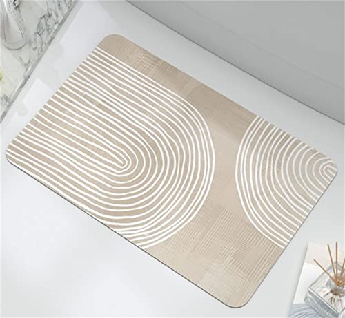 Heeboode Badematte Rutschfester Badezimmerteppich Absorbierender Badteppich 60x90cm Duschmatte Schnelltrocknende Badematte Home, Badvorleger rutschfest Waschbar, Bad Teppiche Badezimmermatte Linie von Heeboode