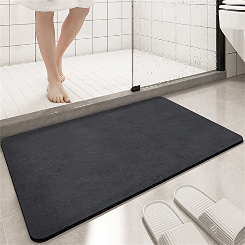 Super Absorbierende Bodenmatte, Badvorleger Rutschfest Waschbar, Superweiche Superabsorbierenden Softmath Badematte, Badezimmer Bad Teppich, Duschvorleger Fußmatte Dusche Badeteppiche, Schwarz-50x80cm von Heeboode