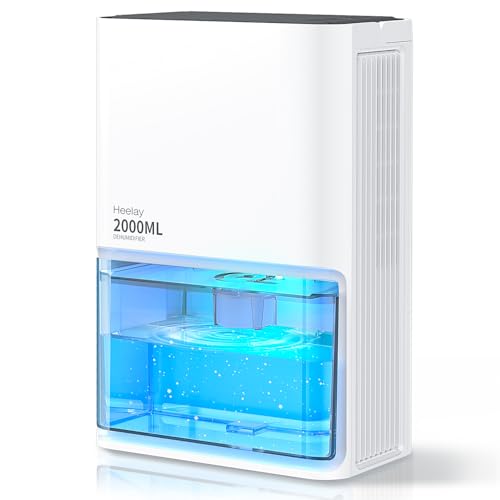 Heelay® Elektrischer Luftentfeuchter, 2L leiser Raumentfeuchter, energiesparend, automatische Abschaltung, 7-farbiges Licht, gegen Feuchtigkeit und Schimmel für Schlafzimmer, Badezimmer, Zuhause von Heelay