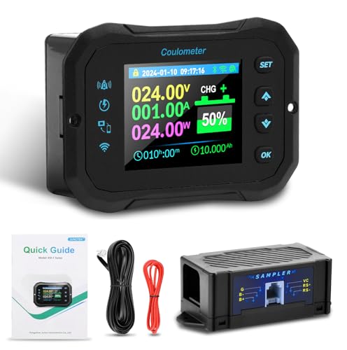 100A Digitaler Batteriekapazitätsmonitor 12V 24V 36V 48V 72V Batteriemessgerät Multifunktionaler,WIFI Batteriewächter 10-100V LCD Display für Blei-Säure-Lithium Batterie mit Alarm. von Heemol