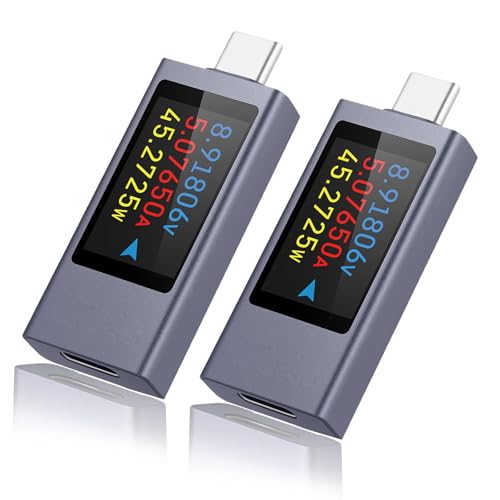 2 Stück USB C Tester Heemol USB Messgerät 360W Spannungsmesser USB Power Meter USB Meter Strommessgerät Voltmeter von Heemol