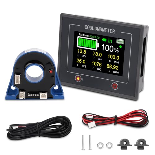 200A Digitaler Batteriewächter 12V 24V 36V 48V Batteriemessgerät Multifunktionaler,3,5" Touchable Batteriekapazitätsmonitor 10-100V LCD Display für Blei-Säure-Lithium Batterie mit Alarm von Heemol