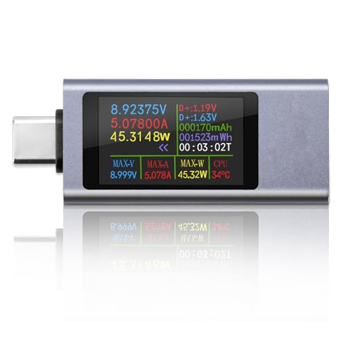 Heemol USB Tester Messgerät Digital Multimeter für USB-C(4-30V 0-12A),Amperemeter,Ladeleistung Messen,Spannungsmesser, Strommessgerät & Power Meter ,PD-Kabeltester mit Leistungskapazitätsdetektor Heemol USB Tester Messgerät Digital Multimeter für USB-C(4-30V 0-12A),Amperemeter,Ladeleistung Messen,Spannungsmesser, Strommessgerät & Power Meter ,PD-Kabeltester mit Leistungskapazitätsdetektor von Heemol