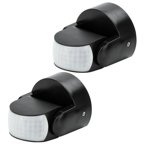 Bewegungsmelder Schalter AC220-240V PIR Mini Bewegungsm Wasserdichter Wandsensor Lichtschalter 3-12m Erfassungsbereich Schwarz 2 Stück. von Heemol