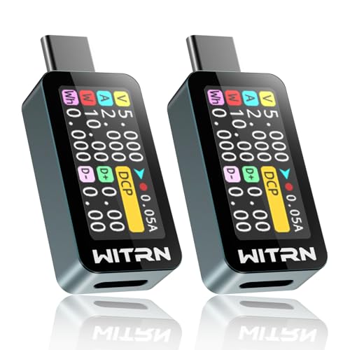 Heemol 2PCS 10A USB C Tester Messgerät 4-36V Digital Strommesser PD Power Meter USB C Messgerät Strommessgerät Farbe IPS LCD Multimeter Voltmeter Power Meter von Heemol