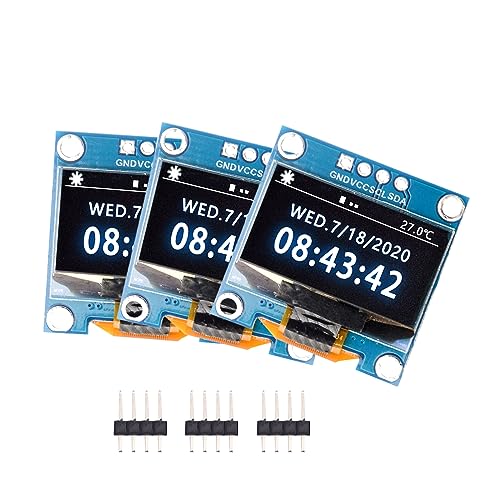 Heemol 3 Stück 0,96 Zoll OLED-Display-Modul 128x64 Pixel LCD-Serieller Bildschirm Modul I2CIIC Treiber 4 Pin mit Weißlicht. von Heemol