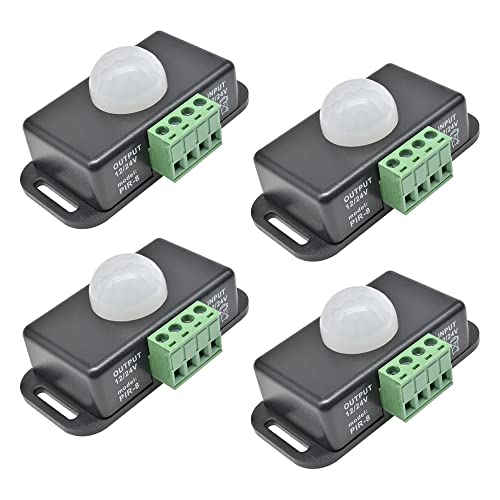 Heemol 4PCS Bewegungsm DC 12V 6A Infrarot Sensor Schalter Automatik mit Bewegungsmelder Schwarz. von Heemol