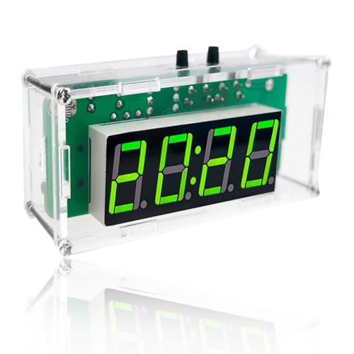 Heemol DIY-Digitaluhr-Bausatz 4-stellige löt Bausatz Wiederaufladbare Wecker Lötprojekte Kit mit Acrylschale für das Lötübungs Lehr. von Heemol