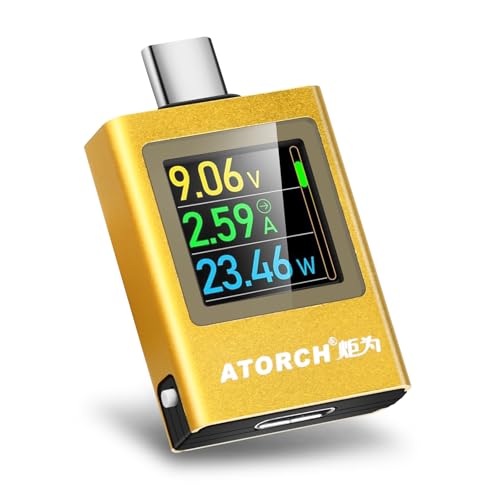 Heemol USB Tester Messgerät 4.5~50V 12A Typ-C Multimeter Digital, PD QC Tester Power Meter USB Voltage Voltmeter, USB Power Meter Leistungskapazität Detektor(Gold) von Heemol