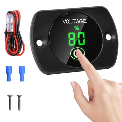 LED Digital Voltmeter DC 12V Spannungsmessgerät Spannungsprüfer Messgerät Verpolungsschutz und Wasserdichtes Batteriewächter mit Digitalbildschirm Touch Panel Grünlicht. von Heemol