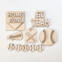 Baseball Tiered Tray Bundle Diy, Go Team Diy Unfertige Holzrohlinge Zum Dekorieren, Banner, Home Run Schild, Kit von HeepDesignCo