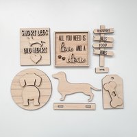 Dackel Tiered Tray Unvollendetes Diy Holzset, Rohlinge Zum Dekorieren Für Doxie Dog Home Decor, Weiner Schilder von HeepDesignCo