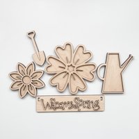 Frühlings-Diy-Holzwagen - Oder Kisteneinsätze, Unvollendetes Holzrohling-Set, Wagen - Kisten-Wohndekoration Für Regal Abgestuftes Tablett, Blumen-Diy von HeepDesignCo