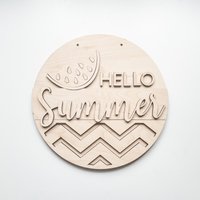 Hello Summer Wassermelonen-Türhänger, Wassermelonen-Unvollendetes Diy-Holzset, Rohlinge Zum Dekorieren Von Wohndekoration, Sommer-Diy-Schild von HeepDesignCo