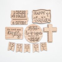 Religiöses Gestuftes Ostertablett, Unvollendetes Diy-Holzset, Rohlinge Zum Dekorieren Für Tablett, Oster-Wohndekoration, Schild „Er Ist Auferstanden" von HeepDesignCo