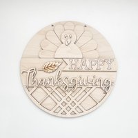 Happy Thanksgiving Türschild, Thankful Truthahn Unbehandeltes Diy Holz Kit, Rohlinge Zum Dekorieren Von Wohnkultur, Herbst Holzschild von HeepDesignCo