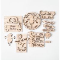 Vogelscheuche Herbst Tiered Tablett Unfertiges Diy Holz Kit, Rohling Zum Dekorieren Für Wohnkultur, Kürbis Rohlinge von HeepDesignCo