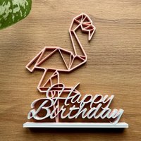Flamingo Mit Personalisiertem Schriftzug Als Aufsteller, Happy Birthday, Besonderer Hingucker, Deko Geschenk Für Flamingo-Fans, Handmade von Heer3De