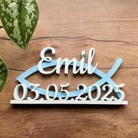 Personalisierter Ichthys/Fisch, Name Und Datum, Zweifarbig, Handmade, Geldgeschenk Taufe, Kommunion, Konfirmation, Patenkind Taufgeschenk von Heer3De