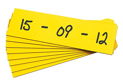 100 Magnetschilder Magnetstreifen Magnet-Etiketten beschreibbar/abwischbar 10 x 3 cm in weiß oder gelb (gelb) von Heers-Bielefeld