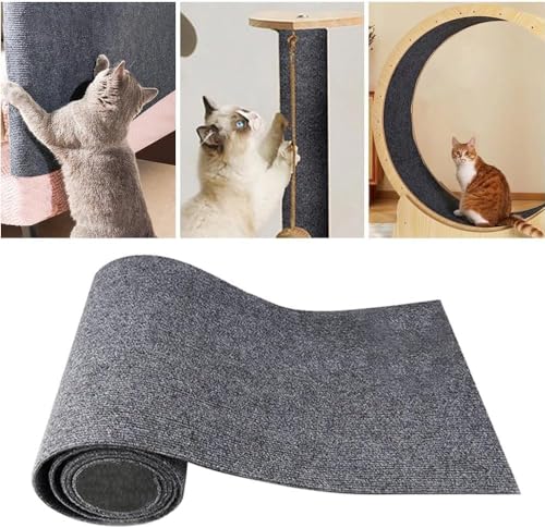 Heflashor Kratzmatte Selbstklebend Kratzteppich Katze Wand DIY Zuschneidbare Katzenkratzmatte Kratzbrett Kratzschutz AntiKratz Tape Kratzpads für Sofa,Teppiche,Möbel,Katzenständer,Dunkelgrau,M von Heflashor