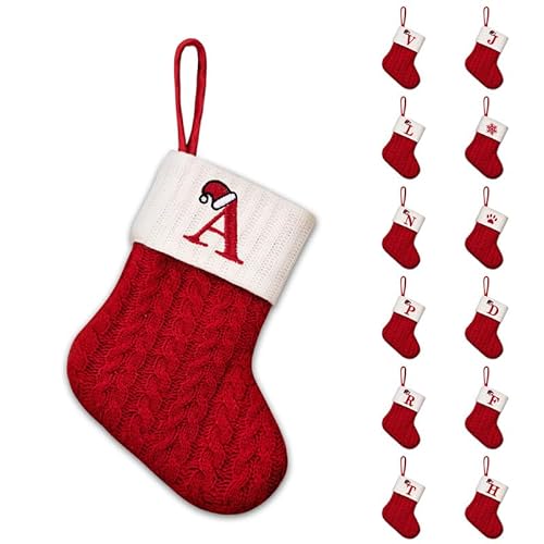 Heflashor Personalisiert Weihnachtsstrumpf mit Buchstaben 20cm Nnikolausstiefel Zum Aufhängen und Befüllen Christmas Dekoration für Kamin Weihnachtsbaum,Nikolausmütze Weihnachtsstrumpf von Heflashor