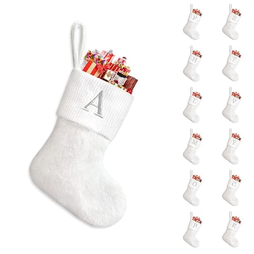 Heflashor Personalisiert Weihnachtsstrumpf mit Buchstaben 20cm Nnikolausstiefel Zum Aufhängen und Befüllen Christmas Dekoration für Kamin Weihnachtsbaum,Plüsch Weihnachtsstrumpf von Heflashor
