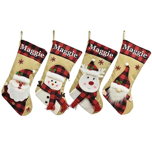 Personalisiert Weihnachtsstrumpf mit Namen Große Nnikolausstiefel mit 3D Christmas Decorations zum Aufhängen & Befüllen Xmas Socken für Familien Geschenk,Karierter Hut Schal Weihnachtsstrumpf,5 Personalisiert Weihnachtsstrumpf mit Namen Große Nnikolausstiefel mit 3D Christmas Decorations zum Aufhängen & Befüllen Xmas Socken für Familien Geschenk,Karierter Hut Schal Weihnachtsstrumpf,5 von Heflashor