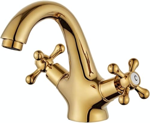 Hefo Wasserhahn bad, goldenes Mischbatterie-Waschbecken, Vintage-Doppelgriff-wasserhahn küche, Waschbeckenarmaturen mit einstellbarem Warm- und Kaltwasser Hefo Wasserhahn bad, goldenes Mischbatterie-Waschbecken, Vintage-Doppelgriff-wasserhahn küche, Waschbeckenarmaturen mit einstellbarem Warm- und Kaltwasser von Hefo