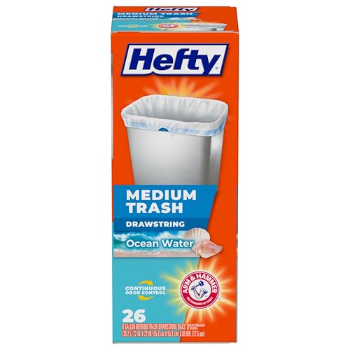 Hefty Mittelgroße Müllbeutel, Meereswasserduft, 12,7 l, 26 Stück von Hefty