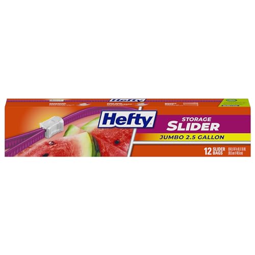 Hefty Slider Aufbewahrungsbeutel, Jumbo-Größe, 12 Stück (Verpackung kann variieren) Hefty von Hefty