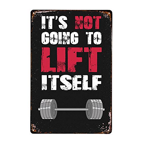 Heheheda Blech-Logo, Fitness-Kunst, Gewichtheber-Logo, Fitness-Kunst, Fitness-Kunst – Fitness-Kunst – Motivation im Fitnessstudio – It's Not Going to Lift Itself Retro-Metallblech-Logo von Heheheda