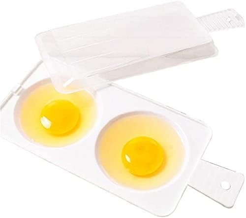 1 x weißer Eier-Dampfgarer mit 2 Schlitzen, für Mikrowelle, rechteckig, Pochieren von Eiern, Kochen von Eiern, Kochen von Eiern, Dampfeier, spezielles Kochgeschirr (Kapazität 2 Eier) von Hehglng