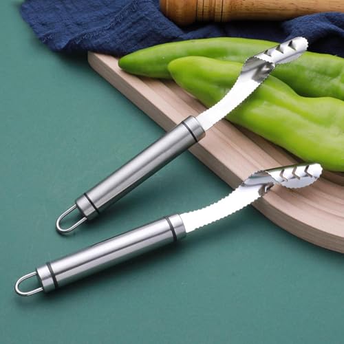 2 Stück Edelstahl Pfeffer Samen Entkerner Entferner Jalapeno Entkerner Werkzeug Chili Entkerner Entferner mit Wellenscheibe und Griff Küchenwerkzeuge Obst und Gemüse Entkerner von Hehglng