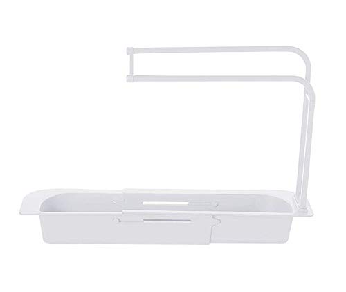 Hehimin Teleskop-Spülbeckenhalter, multifunktional, verstellbar, Abtropffläche, Schwamm, Seifenhalter, Spülbecken-Organizer, Halter, Geschirrtuch-Aufhänger für Zuhause, Küche (weiß) von Hehimin