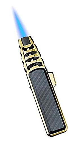 Turbine Torcher, 6.7 Inch Refillable Windproof Jet Flame Adjustable Butane Lighter with Gift Box,for Grill Kitchen BBQ Camping,Butane Not Included (Black) von Hehimin